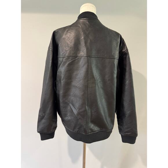 Abercrombie and Fitch Black Vegan Leather Utility Bomber Jacket - Size Large - Picture 3 of 6